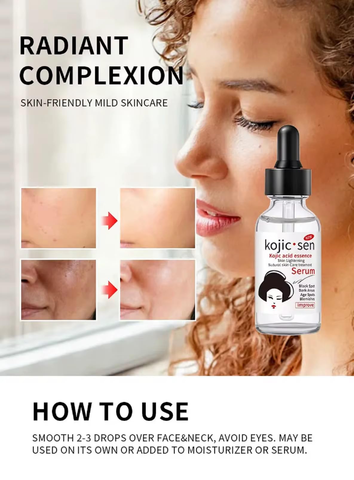 Kojic Acid Essence Serum supports a healthy skin barrier with ceramides during daily use.
