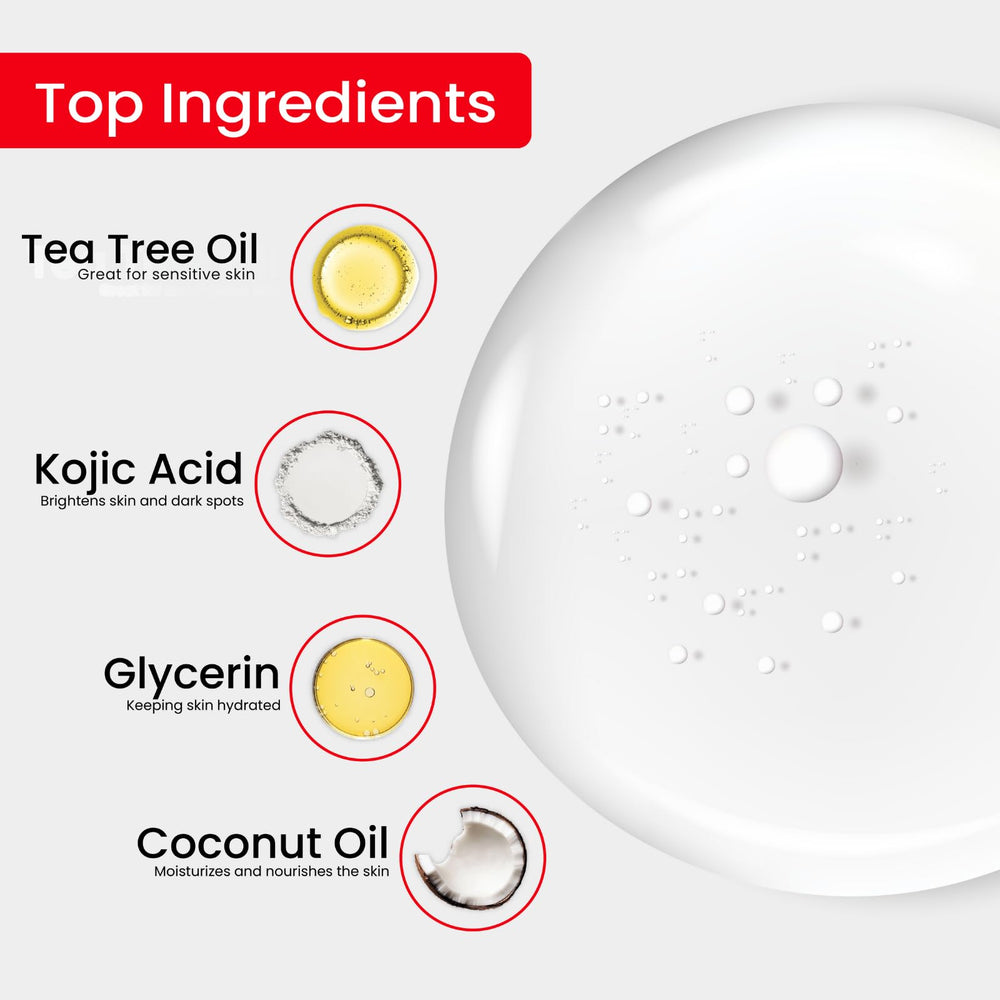 Kojie San face and body soap lather for balanced skin.