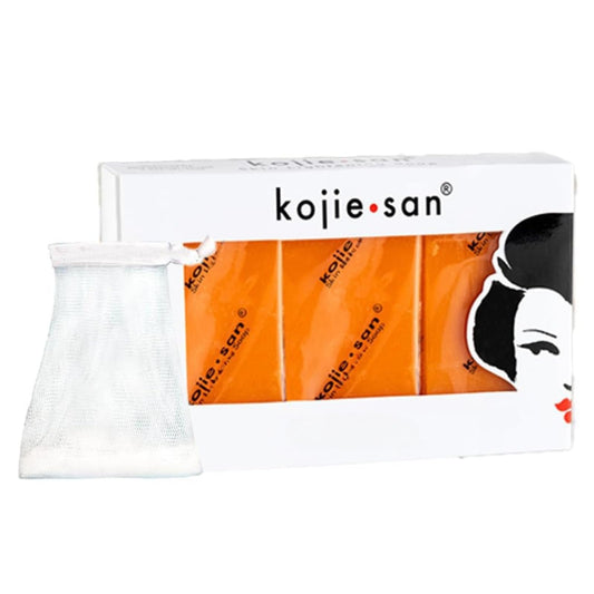 Kojie San Original Soap three-bar pack for a refreshing cleanse that promotes an even skin tone.