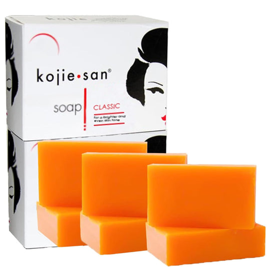 Kojie San original soap bar, unwrapped, for everyday cleansing and a brighter-looking complexion.