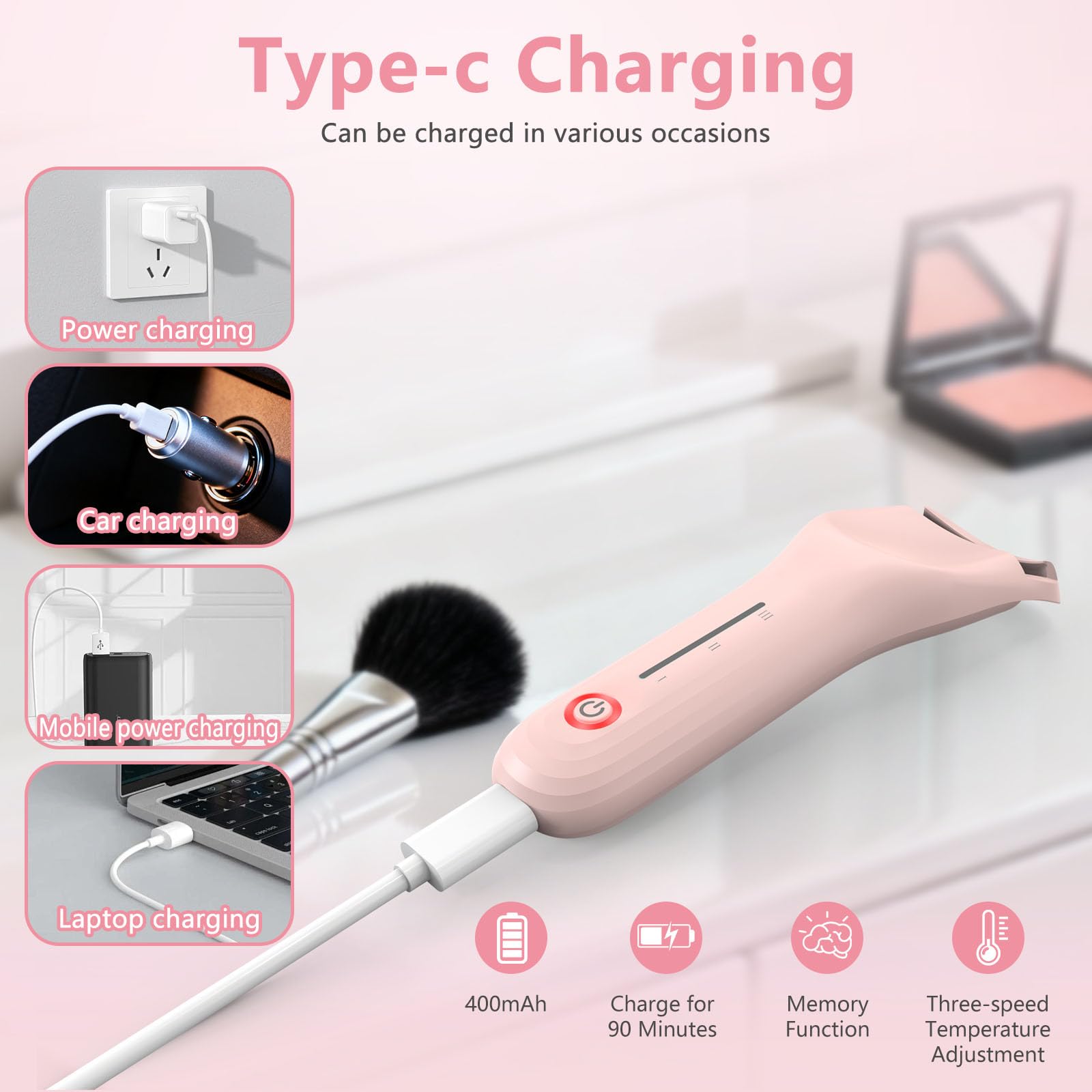 KOKABI anti-burn heat pad ensures gentle curling without pull.
