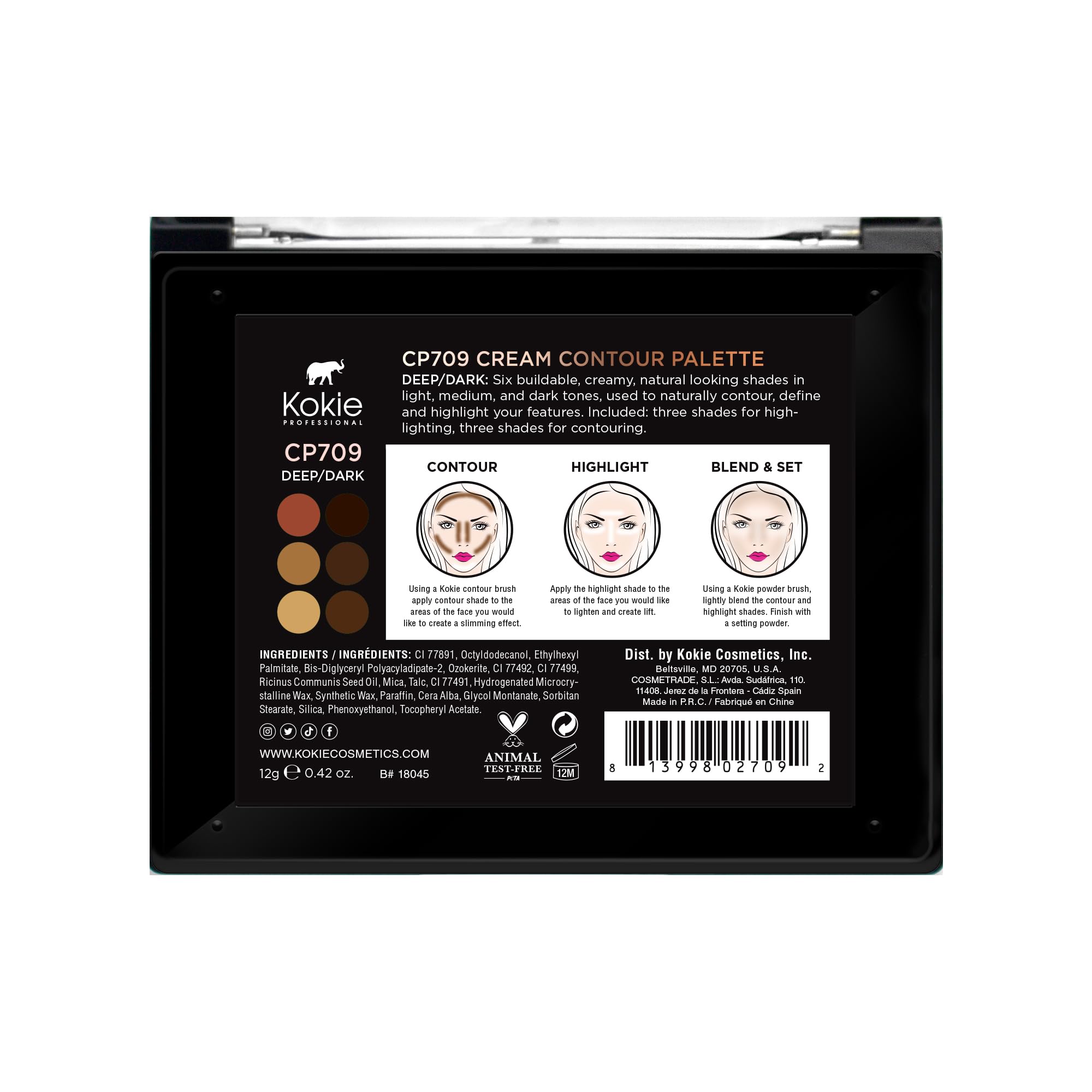 Kokie Cream Contour Kit Deep/Dark application brush demonstrates easy blending