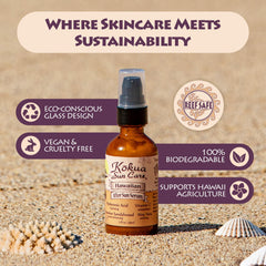 Kokua Sun Care after-sun serum application on face and body for soothing hydration.