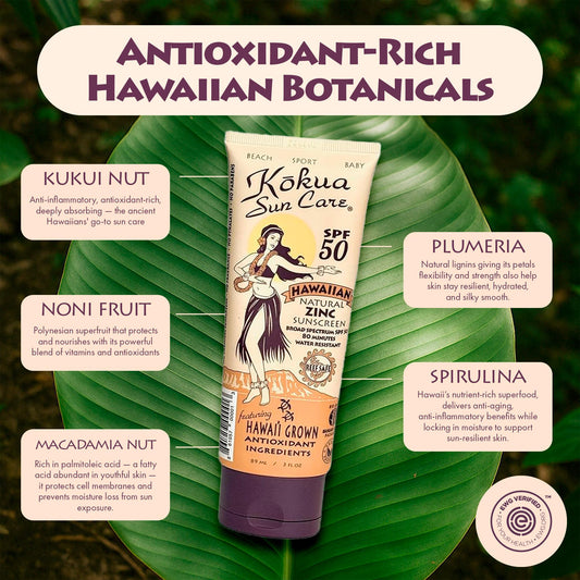 Kokua Sun Care sunscreen being spread on skin showing clear finish and no white cast