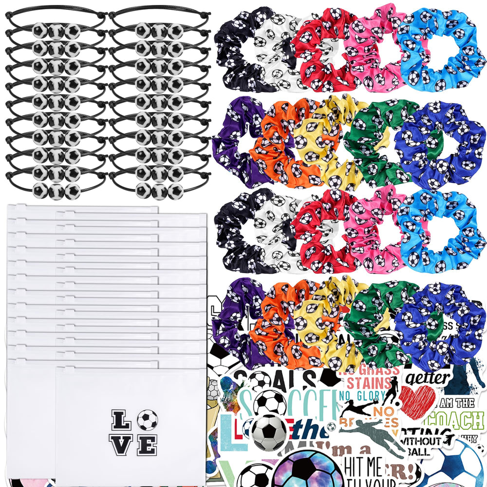 Kolewo4ever Girls Soccer Gift Set overview with colorful items for party favors