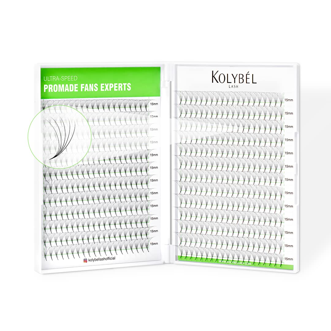 Kolybel premade lash fans in a 500-count box for quick dramatic volume