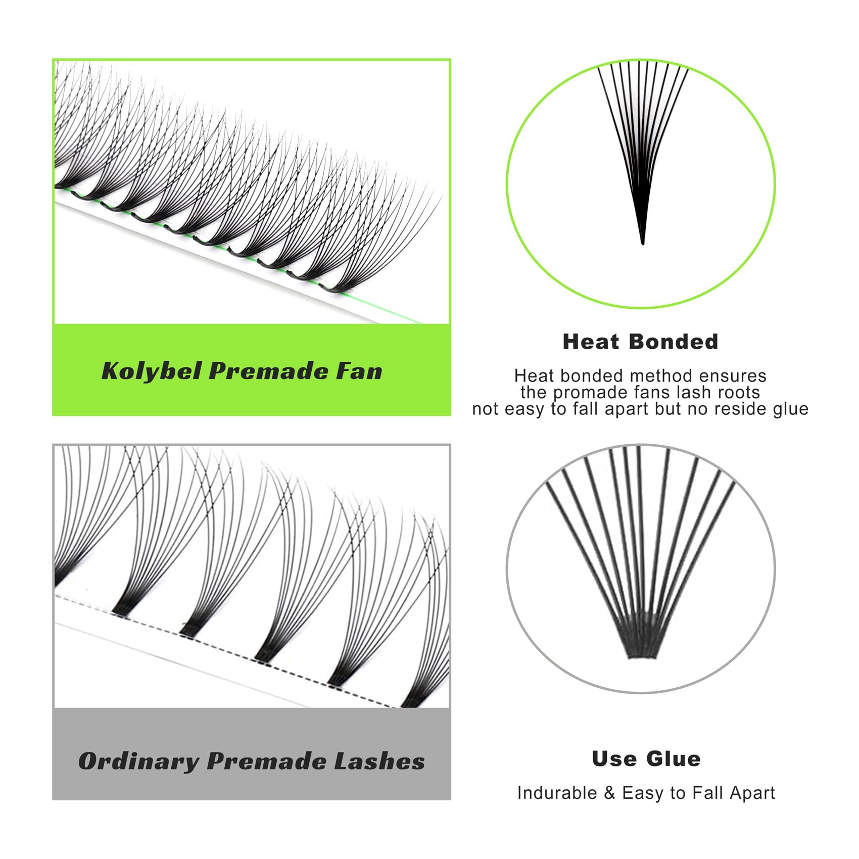 Kolybel premade fans black PBT material feels soft and lightweight