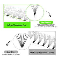 Kolybel premade fans D curl provides defined lash lift