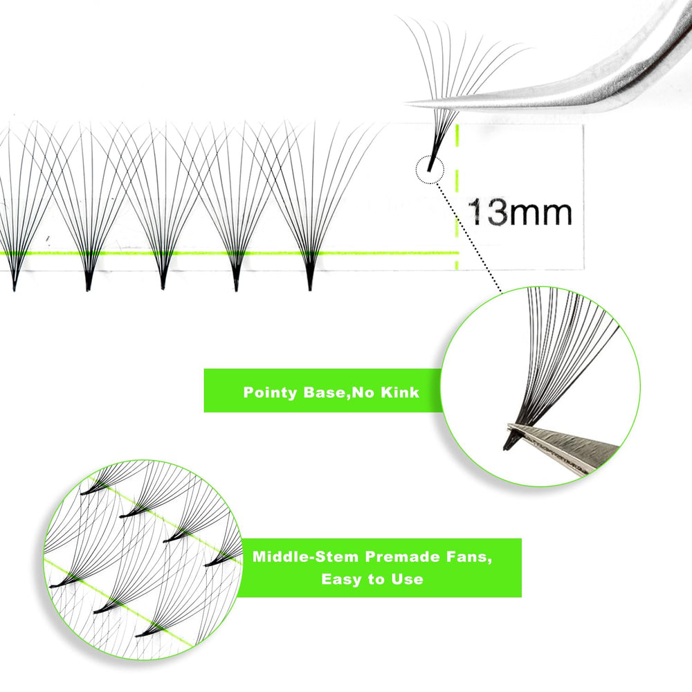 Kolybel Premade Fans lashes installation step helps efficient application.