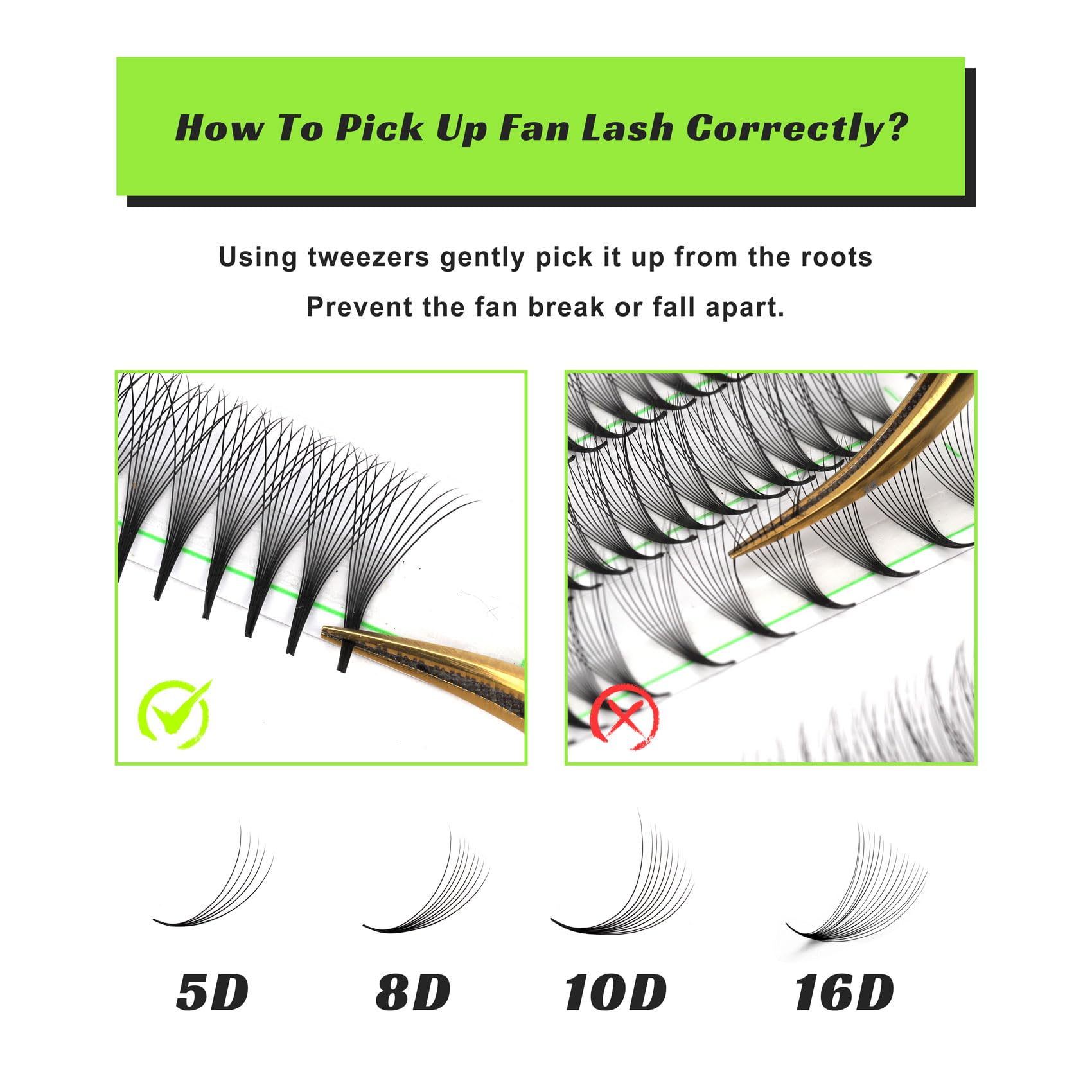 Kolybel Premade Lash Fans soft black PBT feel comfortable during wear.
