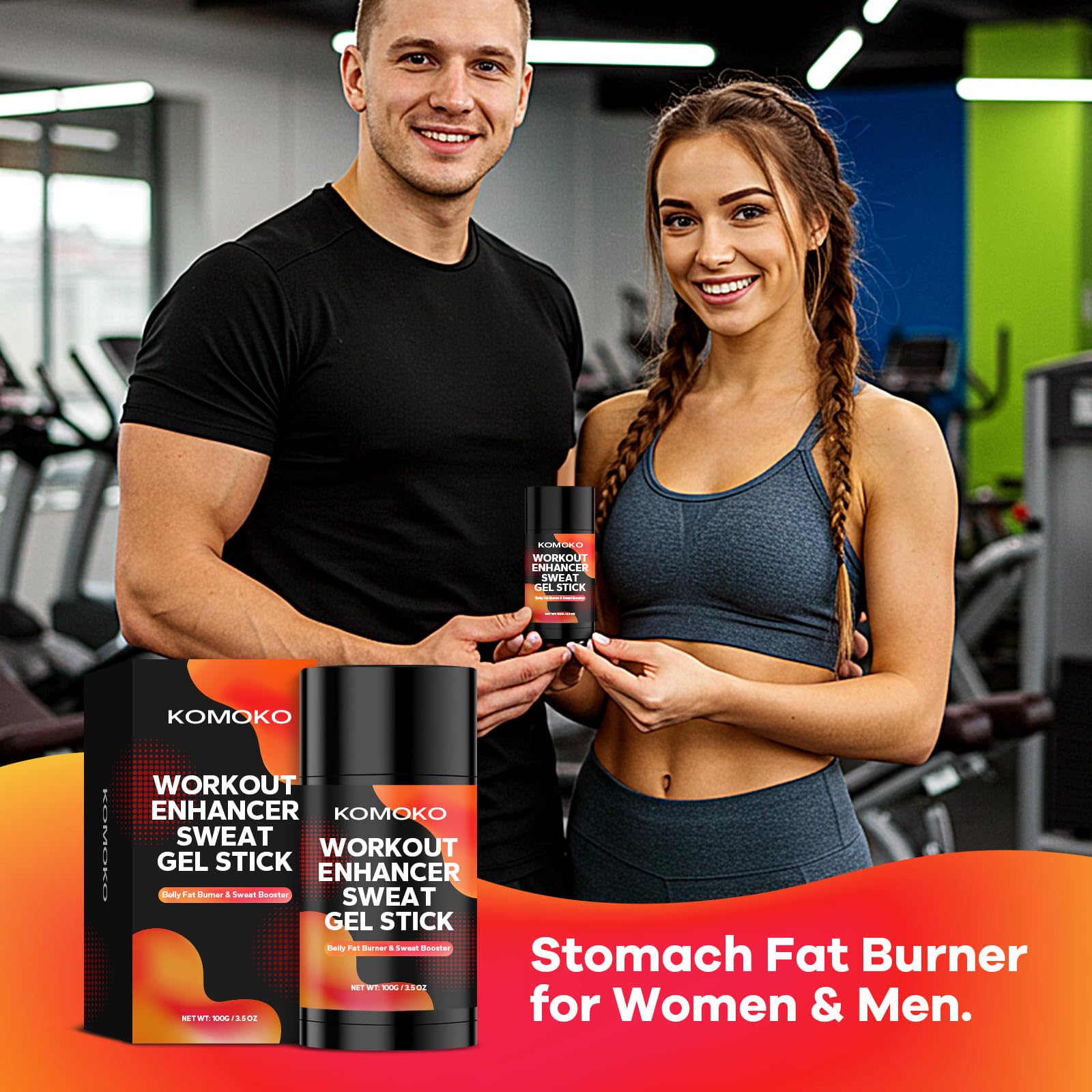 Komoko Sweat Gel Stick in action, suggesting enhanced sweat during training.
