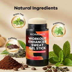 Komoko Sweat Gel Stick on stomach area targeting a workout-ready zone.