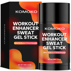 Komoko Sweat Gel Stick packaging for easy pre-workout use and portability.