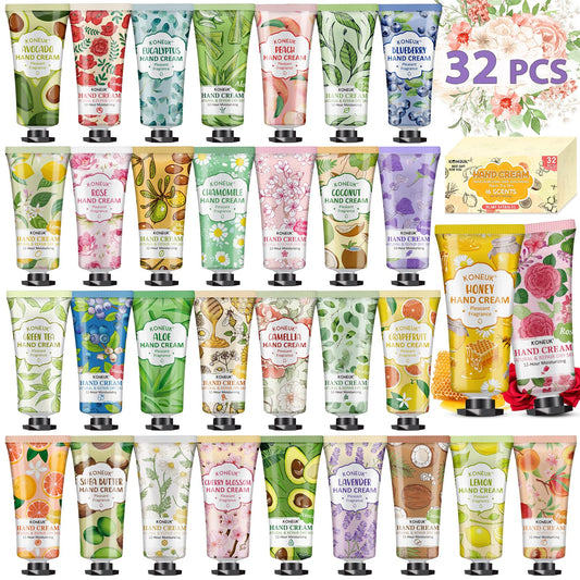 KONEUK 32-pack hand cream gift set with mixed fragrances for versatile gifting.