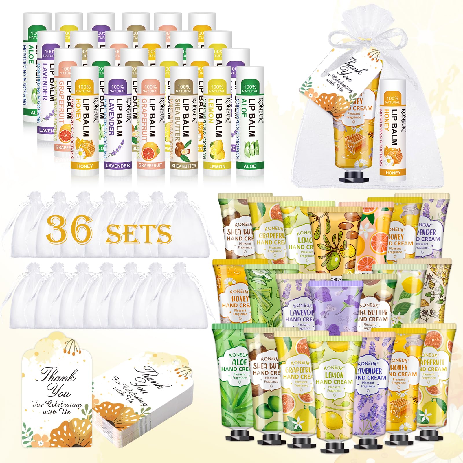 Koneuk 36-pack hand cream bulk sets ready for gifting and display