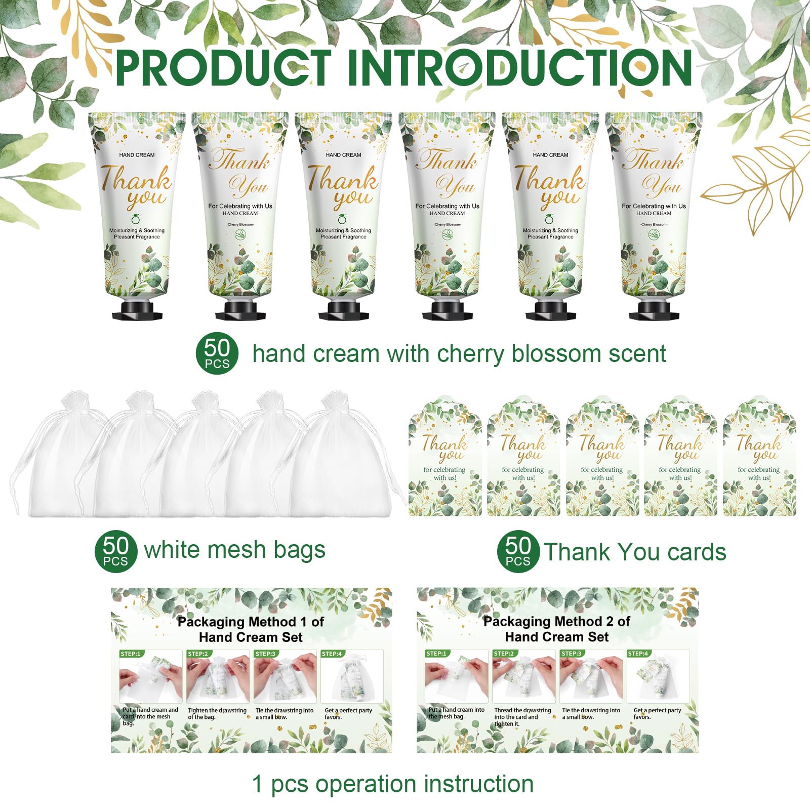 KONEUK 50-pack hand cream gift tags for weddings.