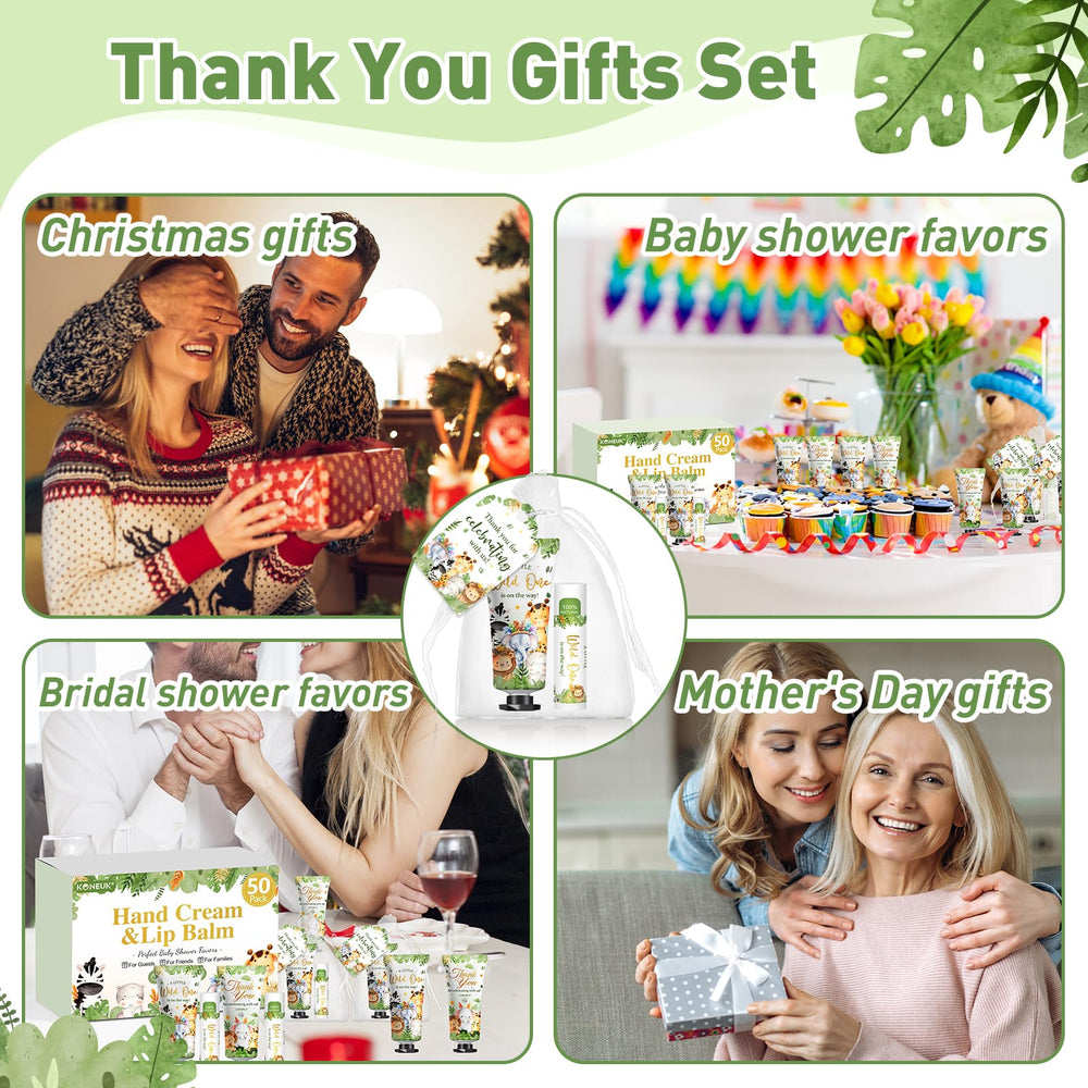 KONEUK baby shower favors display with coconut-scented sets.