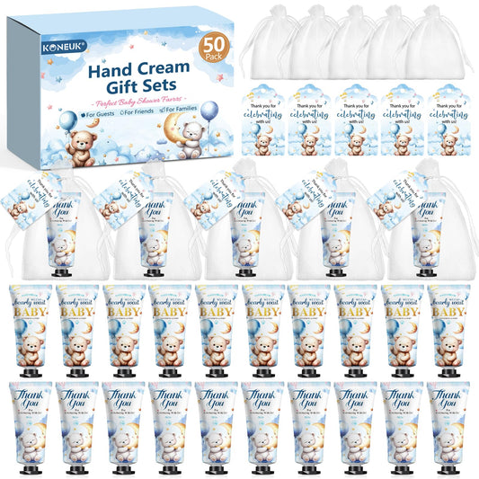 KONEUK bear-patterned packaging on hand cream, ideal for baby shower gifts.
