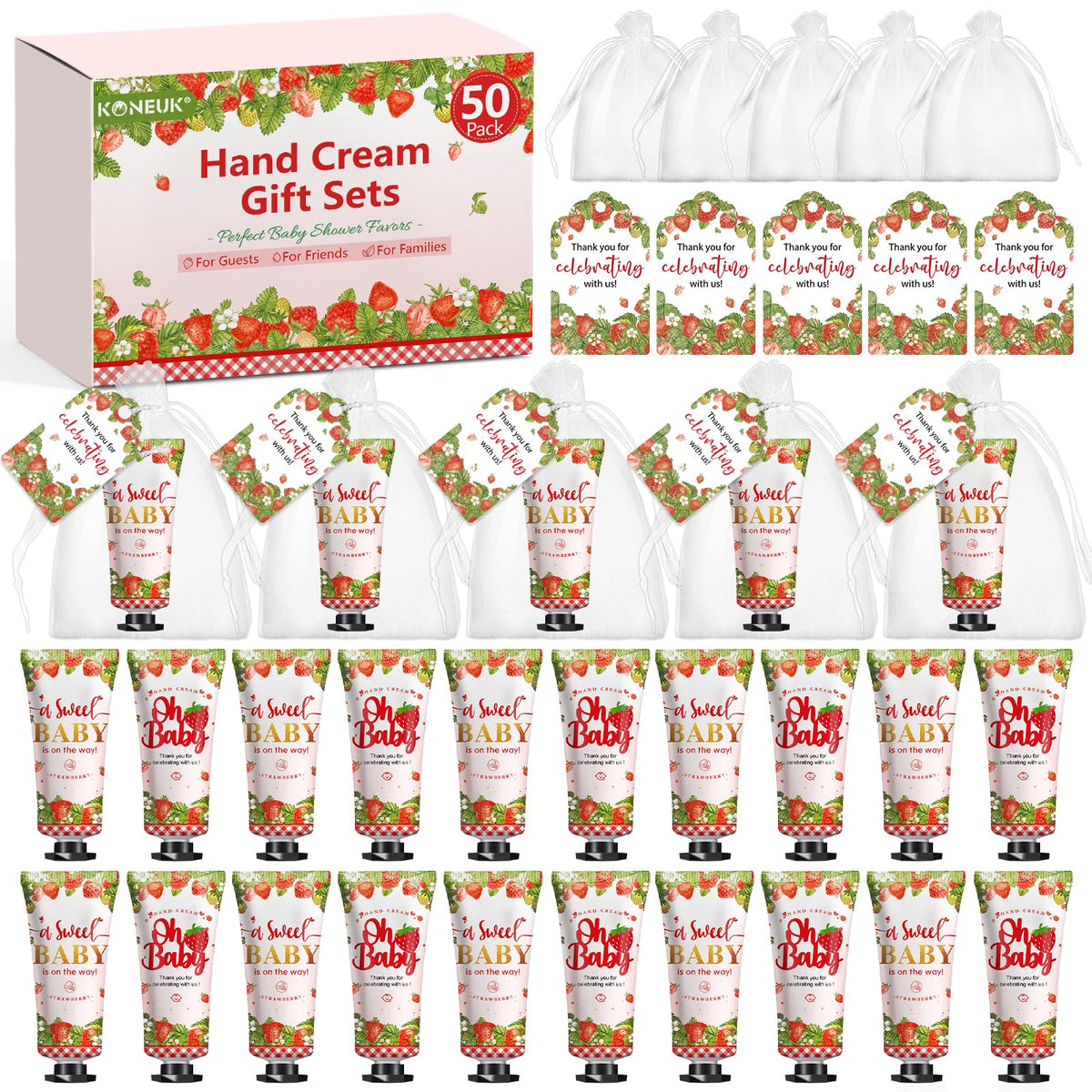 KONEUK hand cream gift set with strawberry fragrance for guests.