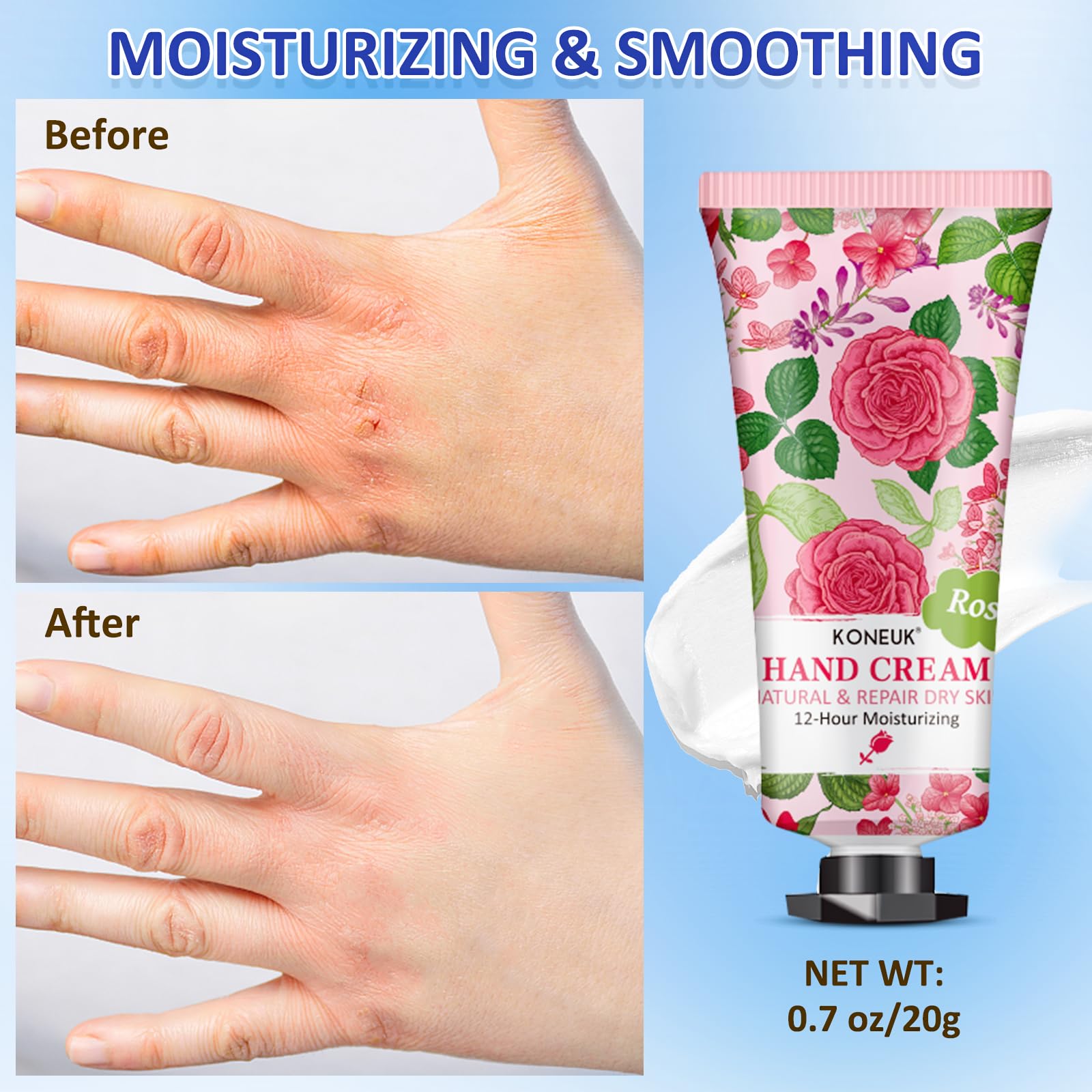 KONEUK non-greasy formula hand cream with shea butter and vitamin E.