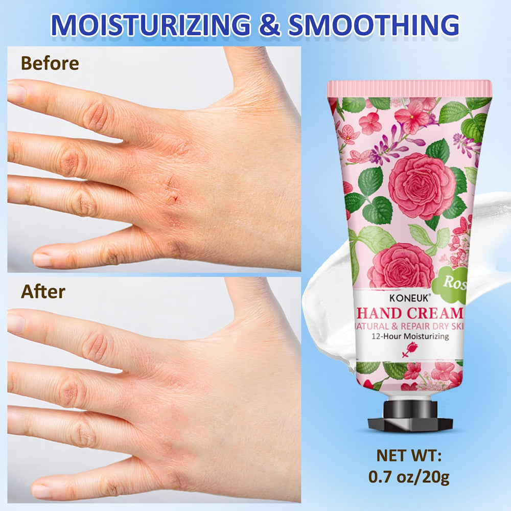 KONEUK non-greasy formula hand cream with shea butter and vitamin E.