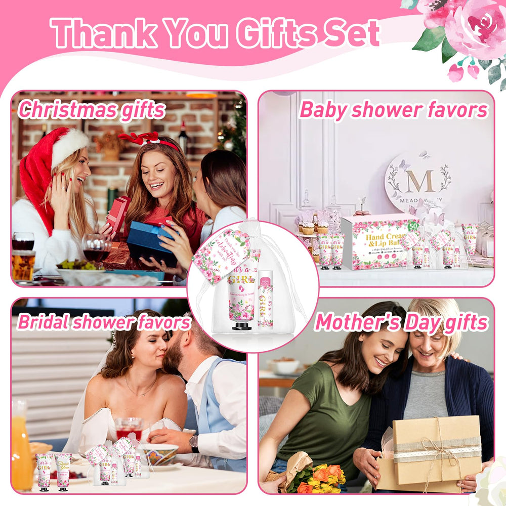 KONEUK pink flower packaging enhances the baby shower visual theme