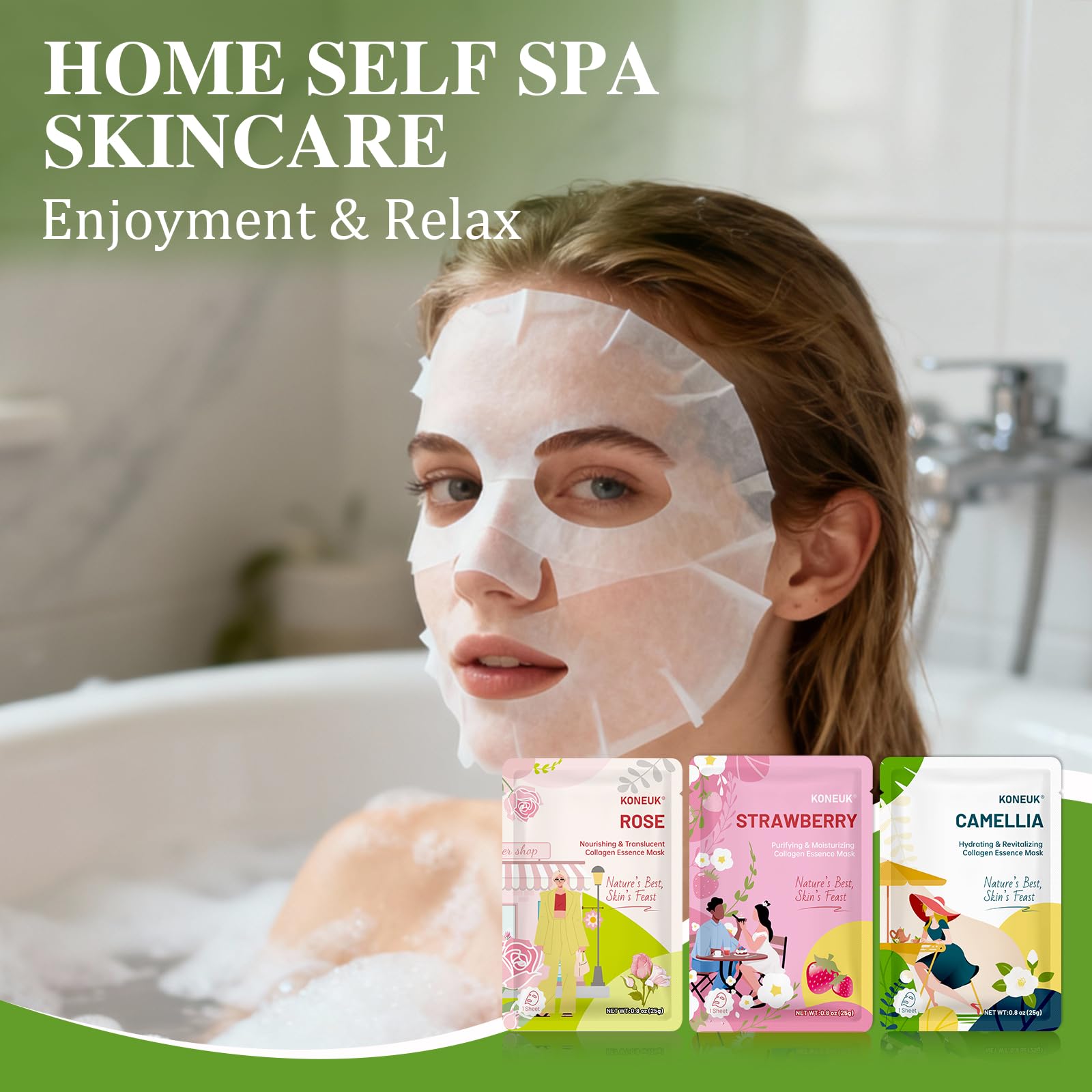 KONEUK Rose face mask calms and hydrates for soft skin.