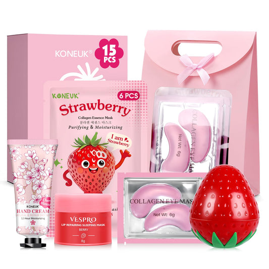 KONEUK strawberry skincare kit packaging, gift-ready for teens and moms