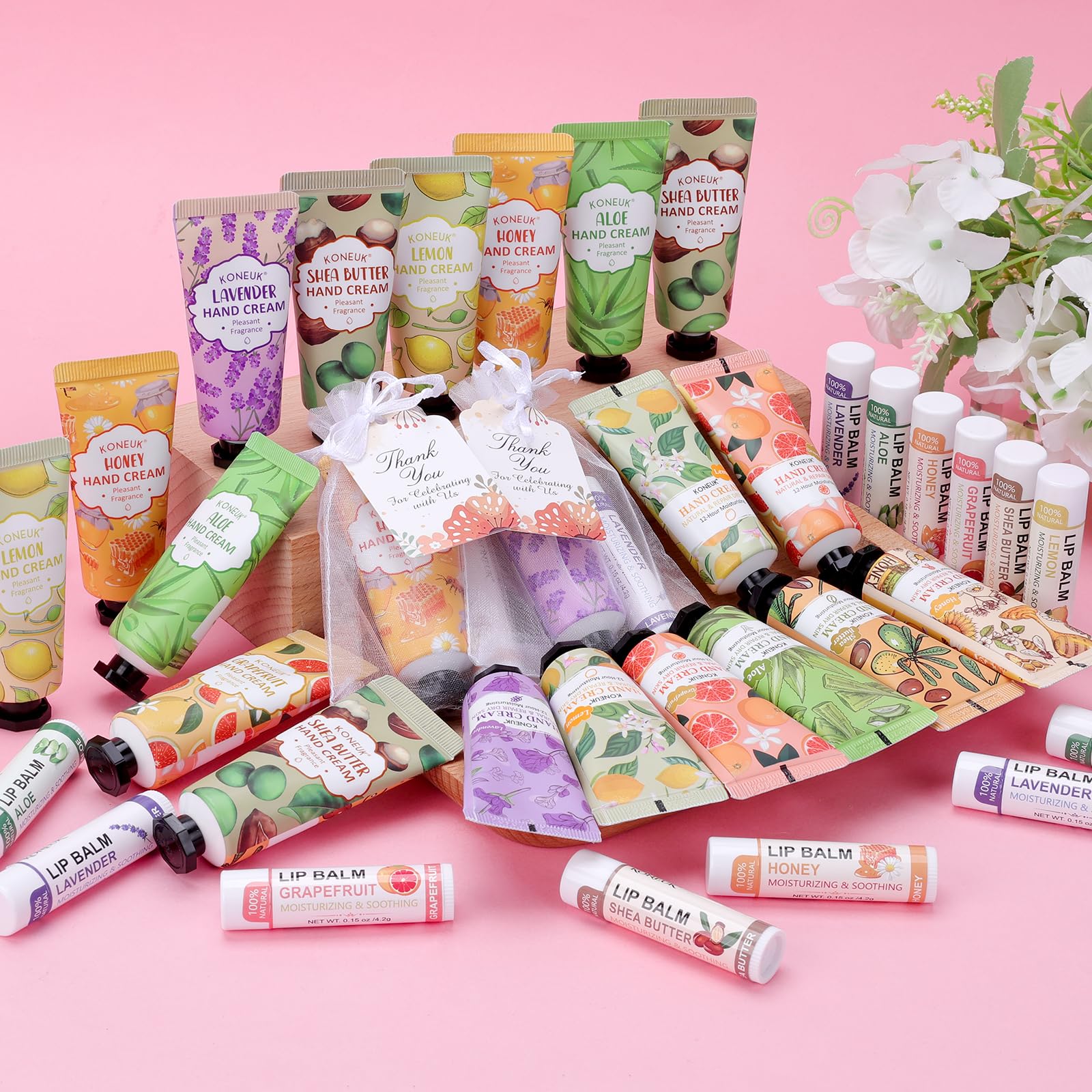 KONEUK wedding favors display with creams and balms