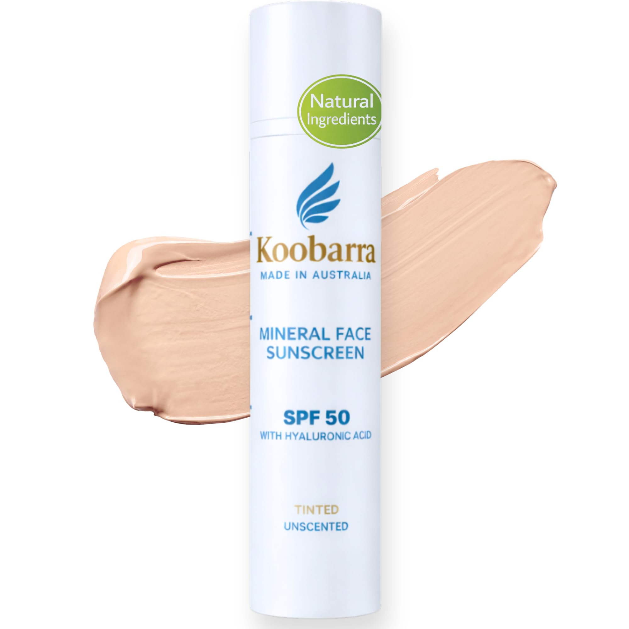 Koobarra Mineral Sunscreen bottle pour shows easy application and mineral protection.