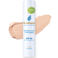 Koobarra Mineral Sunscreen bottle pour shows easy application and mineral protection.