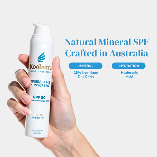 Koobarra sunscreen spread on skin shows creamy texture for even coverage.