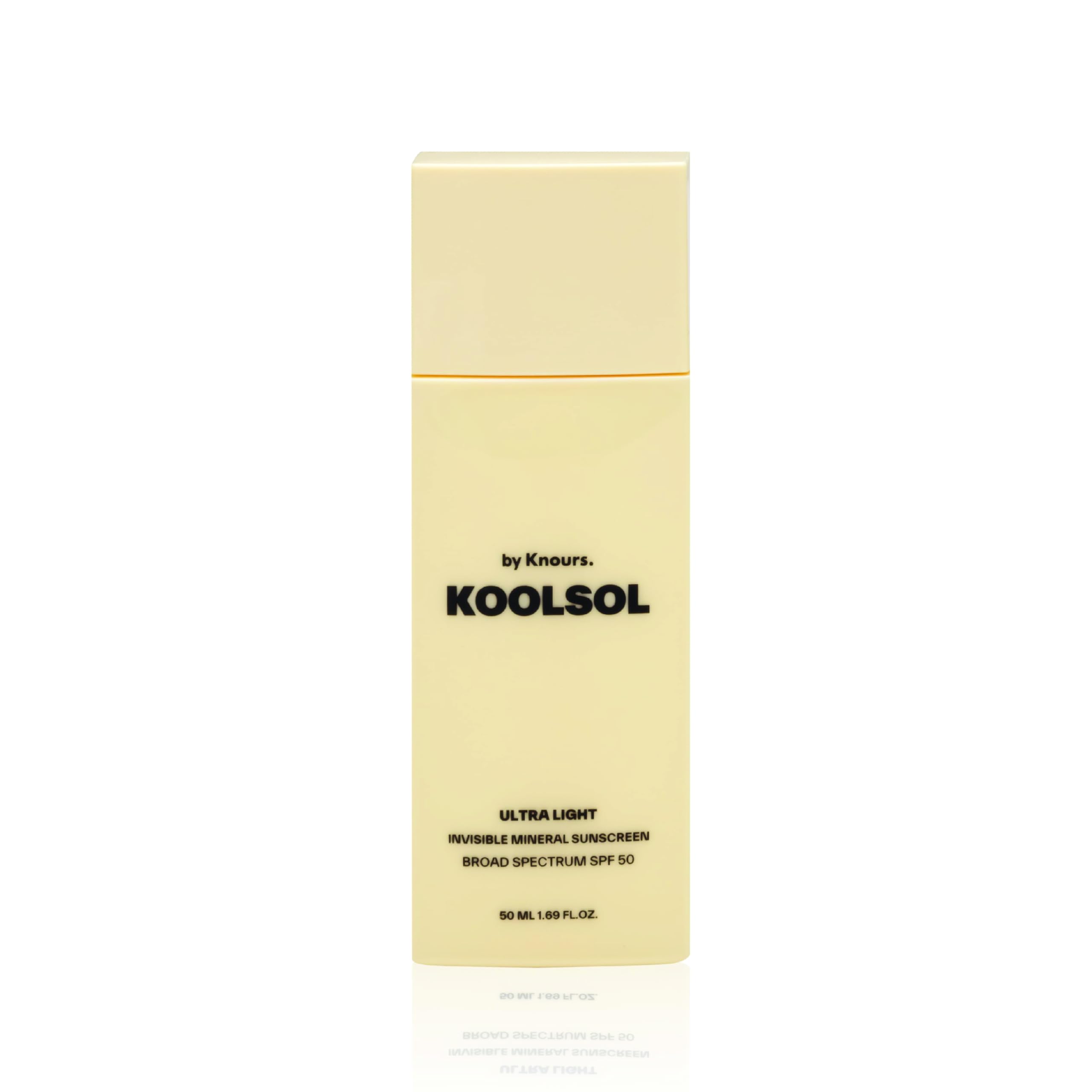 KOOLSOL invisible finish SPF50 bottle delivers a no white cast with mineral protection.