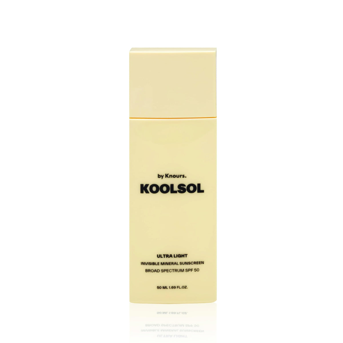 KOOLSOL invisible finish SPF50 bottle delivers a no white cast with mineral protection.