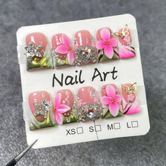 Koopnati 3D nail art pink star French tip close-up for a bold, eye-catching manicure.