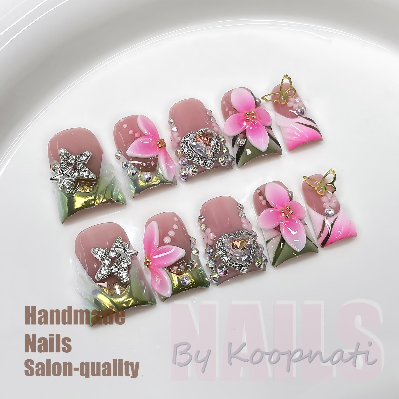 Koopnati handmade press-on nails in short style for quick, salon-quality at-home nails.