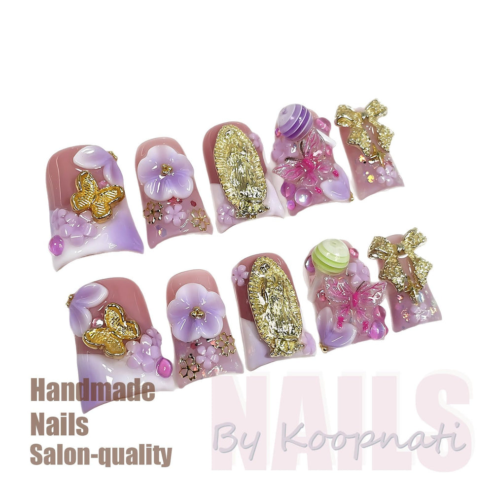 Koopnati plant-based acrylic nails with comfortable fit and safe wear.