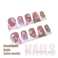 Koopnati plant-based acrylic press-on nails S/M/L provide a comfortable, chemical-free fit