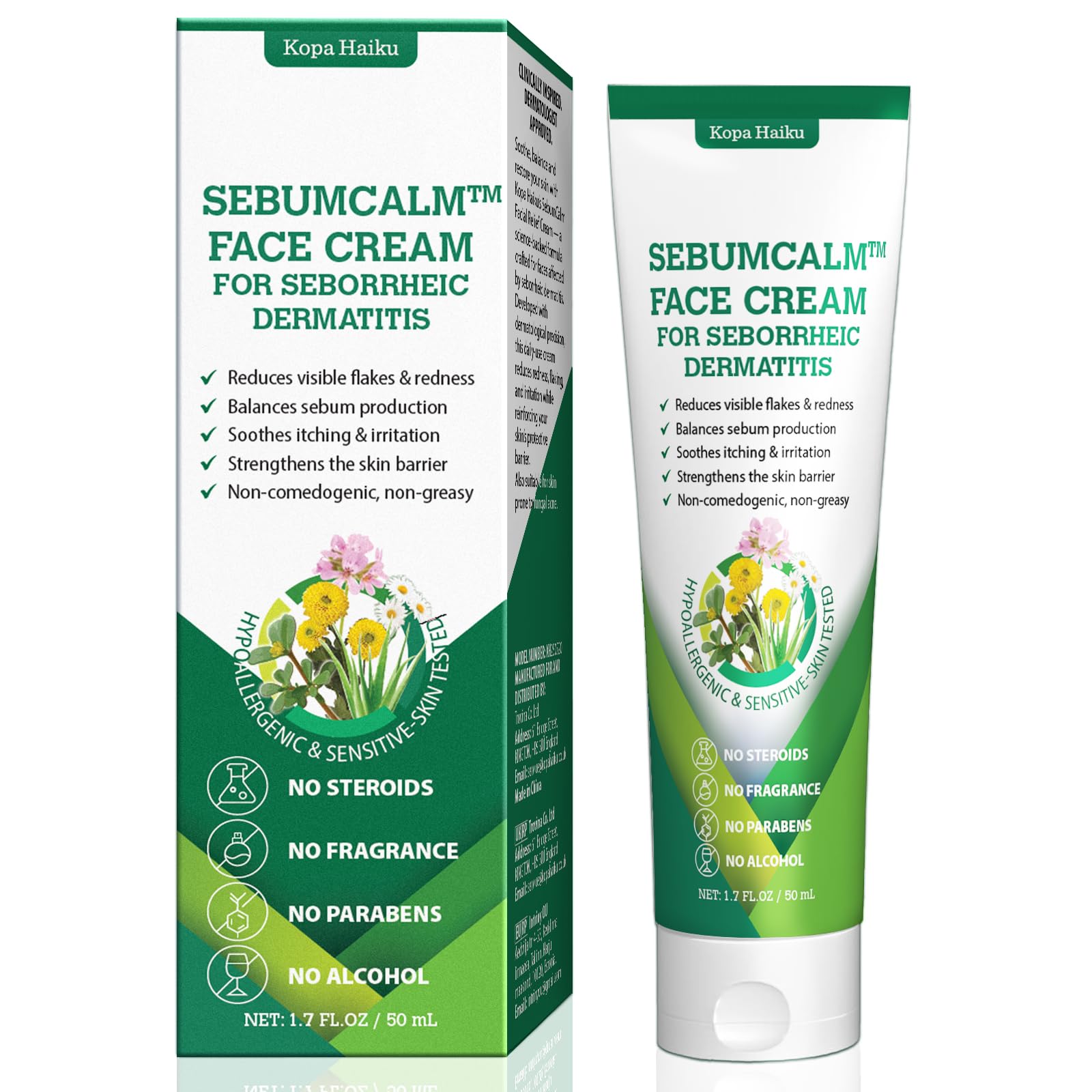 KOPA HAIKU face cream bottle for seborrheic-prone skin hydration.