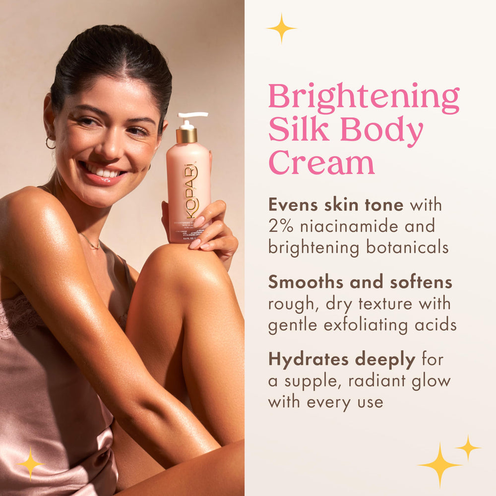 Jar close-up of Kopari Brightening Silk Body Cream highlights rich formula