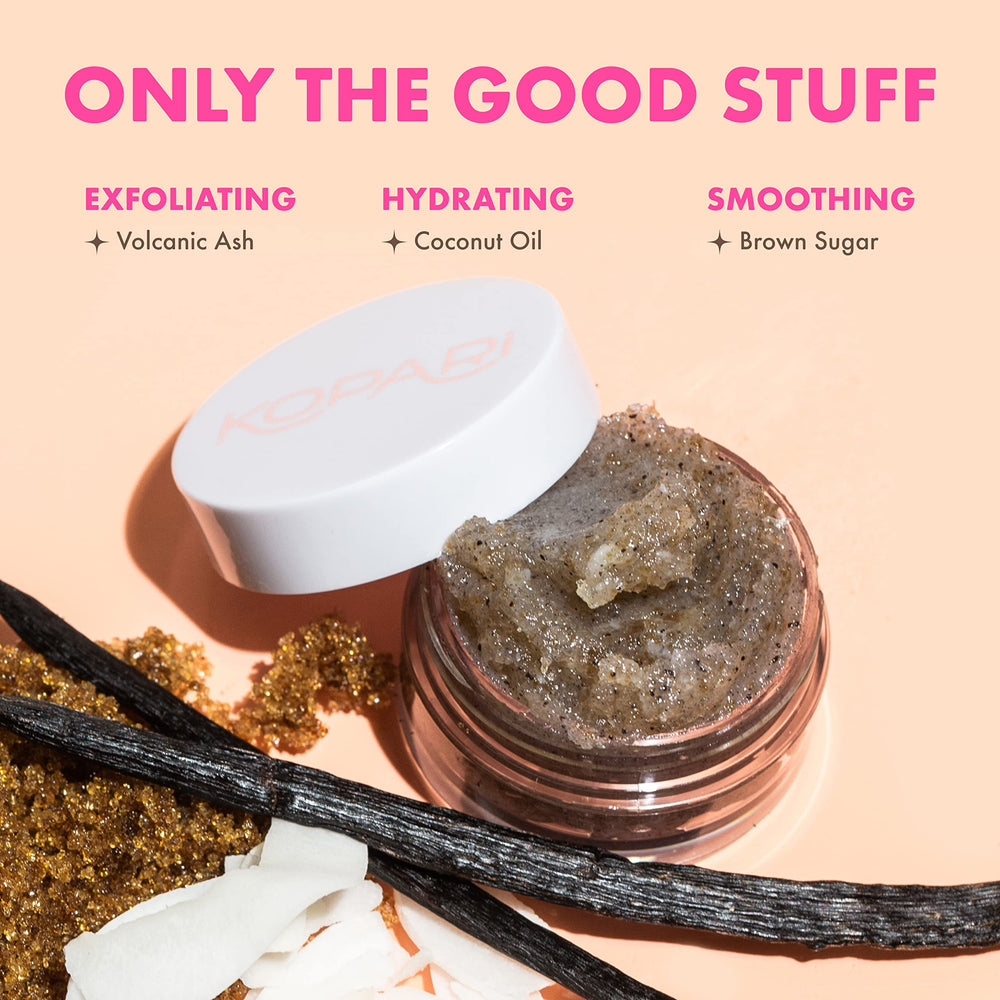 Kopari Coconut Lip Scrubby vanilla scent enhances pampering lip care routine.