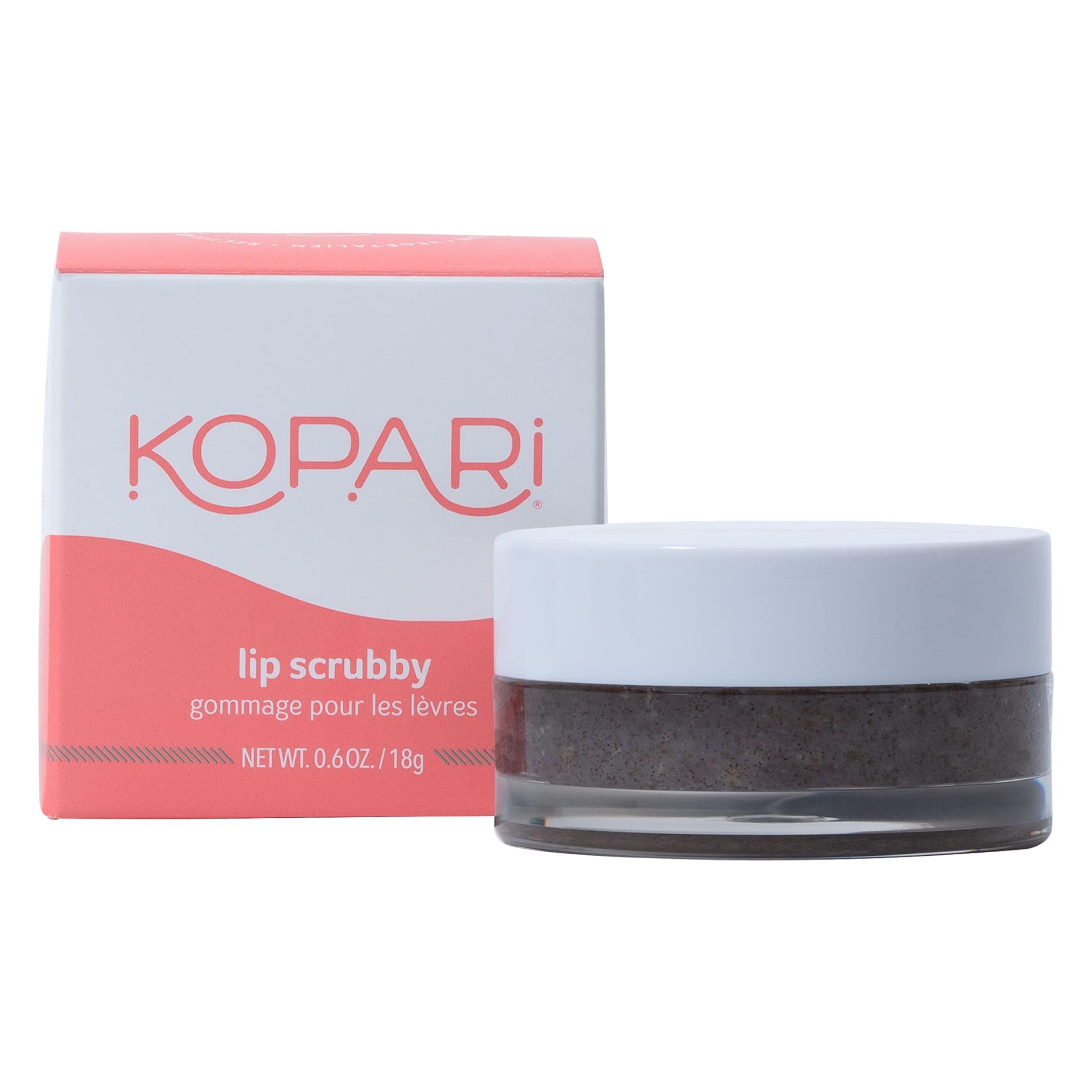 Kopari Coconut Lip Scrubby close-up with volcanic sand for gentle exfoliation.