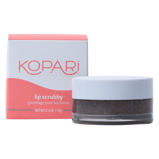 Kopari Coconut Lip Scrubby close-up with volcanic sand for gentle exfoliation.