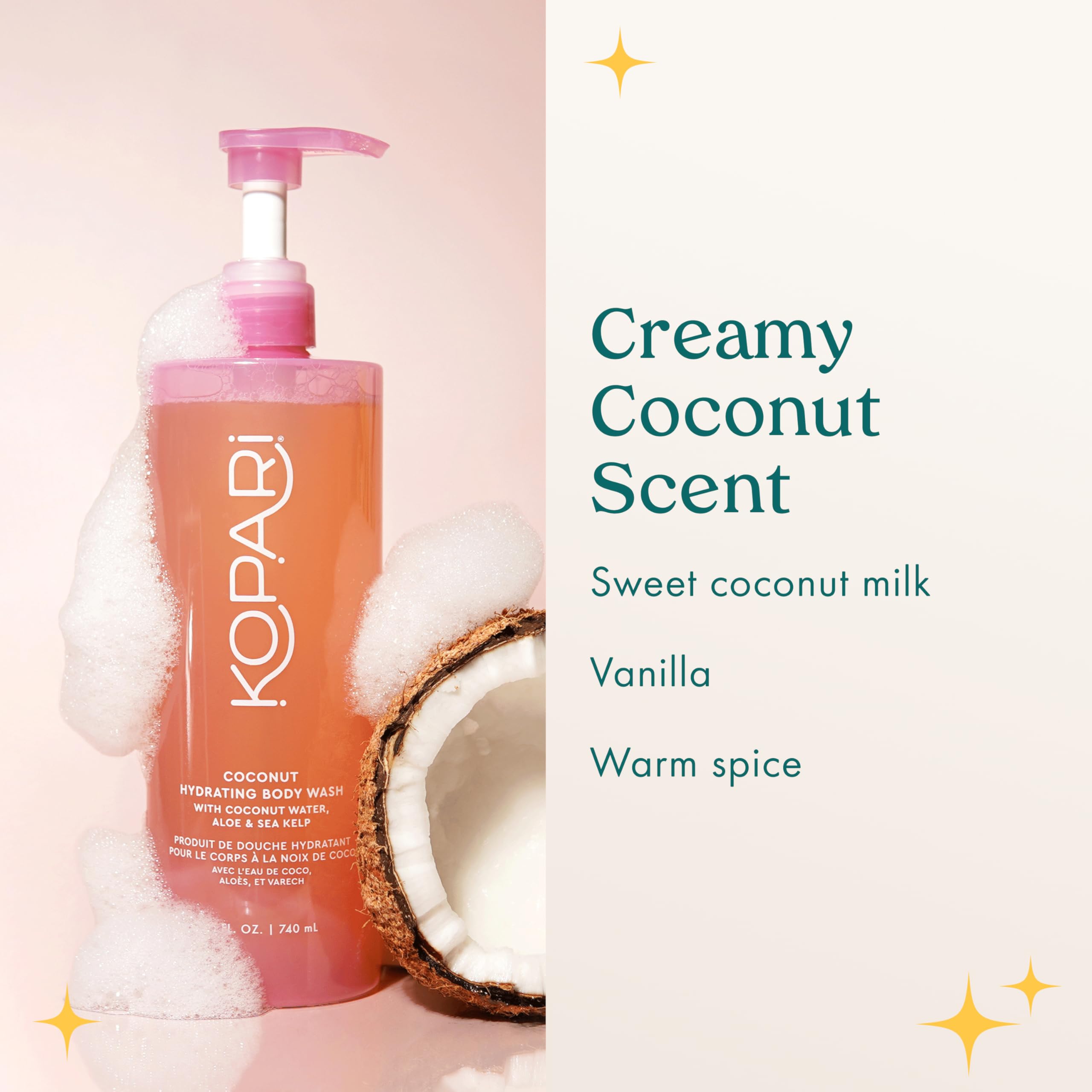 Kopari Jumbo Coconut Hydrating Body Wash with aloe vera for gentle cleansing