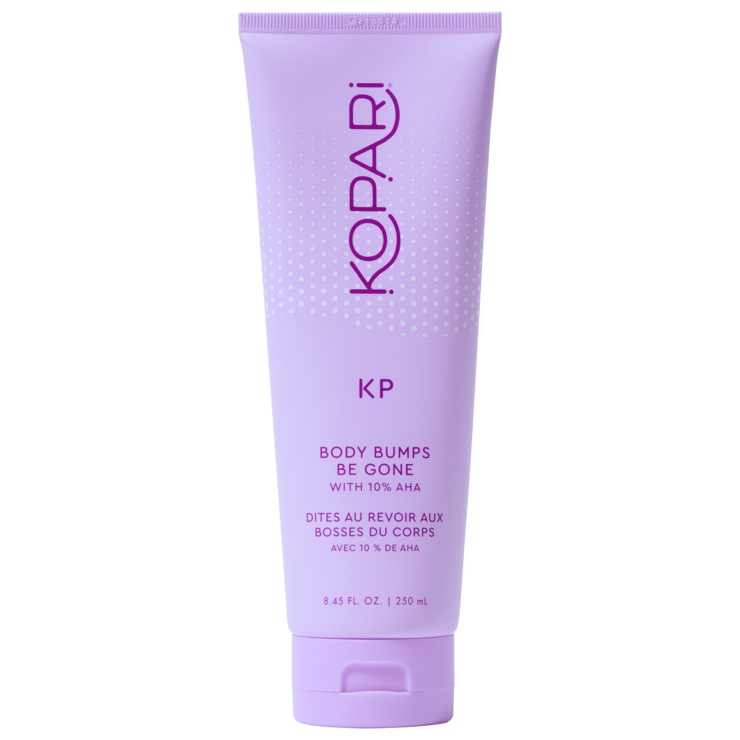 Kopari KP Body Bumps Exfoliator bottle enhances skin texture for smoother results.