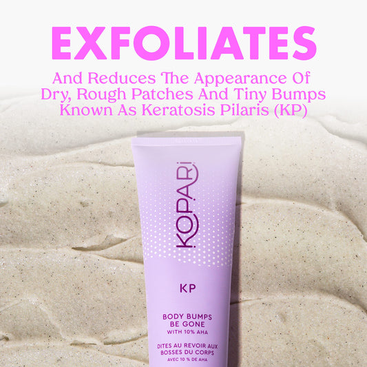 Kopari KP Body Bumps Exfoliator pour demonstrates easy application and even distribution.