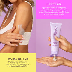 Kopari KP Body Bumps Exfoliator swatch reveals visible particles for pore care.