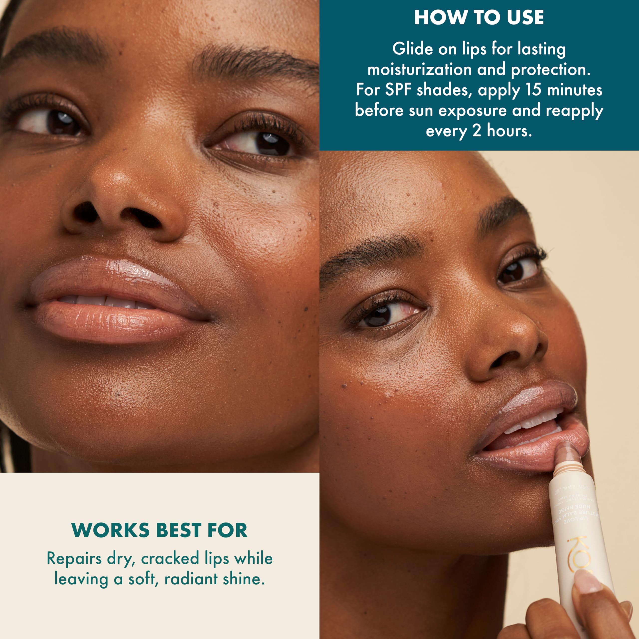 Kopari Lip Love application moment before sun exposure