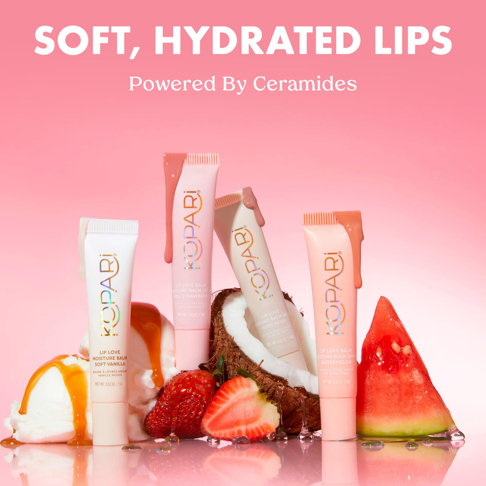 Kopari Lip Love SPF 30 swatch on lips with sheer nude tint
