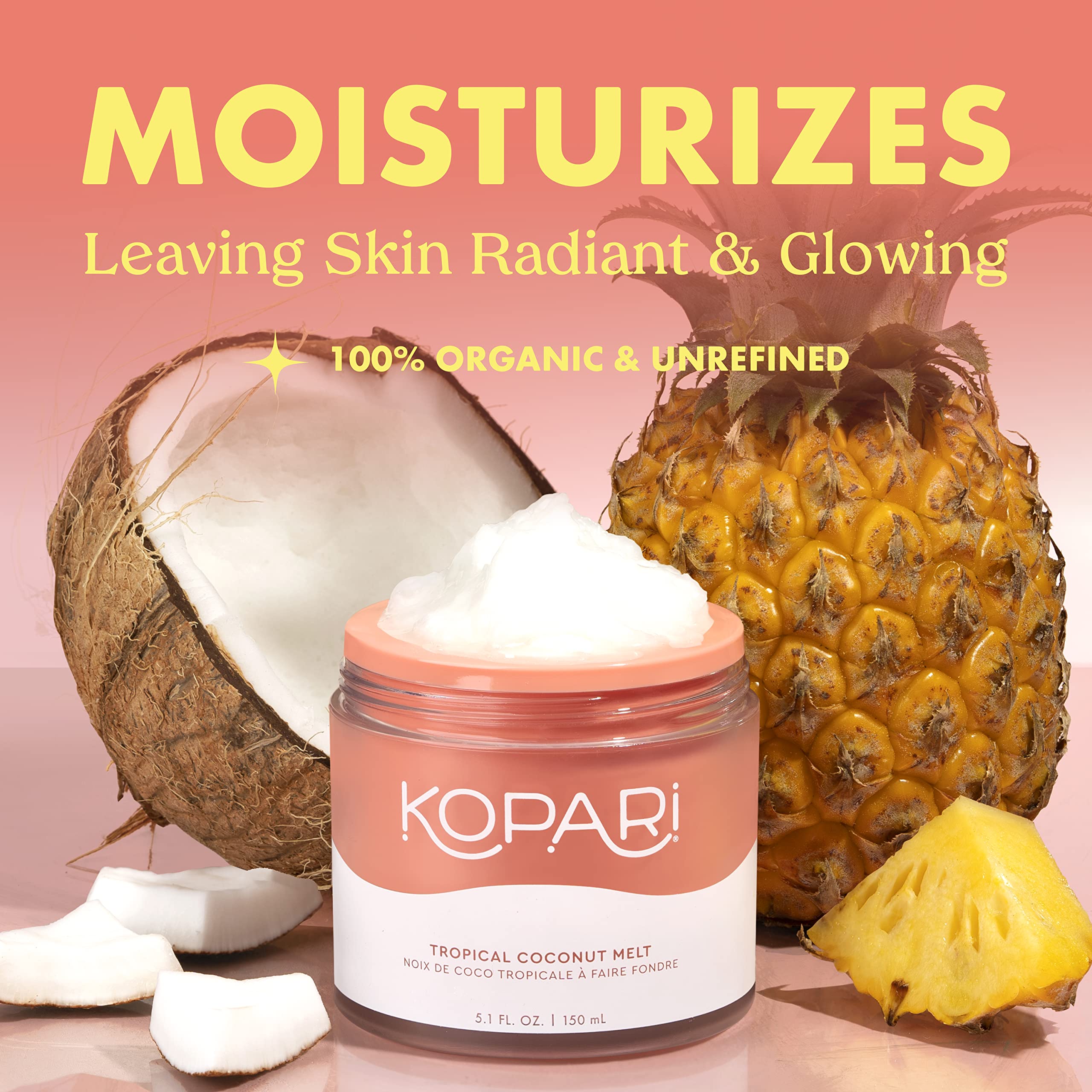 Close-up texture of Kopari Melt shows a smooth, quick-absorbing oil.